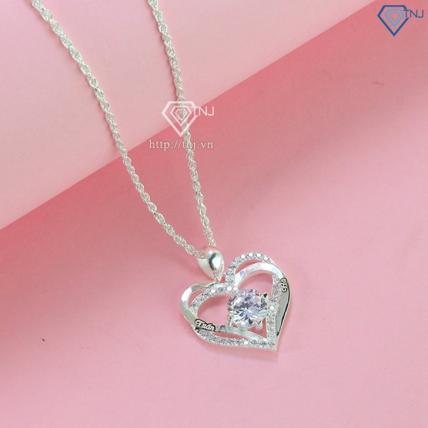 Quà 8 3 cho mẹ dây chuyền bạc nữ khắc tên hình trái tim DCN0620 - Trang sức TNJ