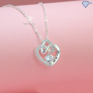 Quà 8 3 cho vợ dây chuyền bạc nữ khắc tên hình trái tim ghép DCN0563  - Trang sức TNJ