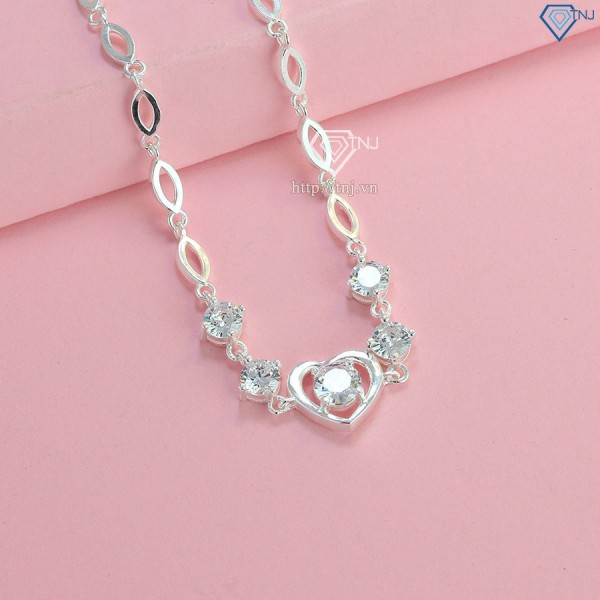 Quà 8 3 cho người yêu lắc tay hình trái tim cho nữ bằng bạc LTN0302 - Trang Sức TNJ