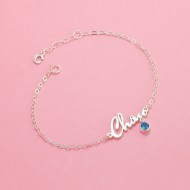 Quà 8 3 cho người yêu lắc tay bạc nữ đính đá theo mệnh khắc tên theo yêu cầu LTN0291