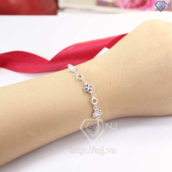 Lắc tay bạc nữ hình cỏ 4 lá may mắn LTN0113