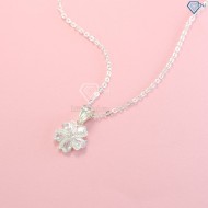 Quà 8 3 cho cô giáo dây chuyền bạc nữ mặt họa tiết bông hoa đính đá đẹp DCN0420