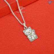 Dây chuyền bạc cho bé hình con mèo thần tài khắc tên DCT0105 - Trang Sức TNJ