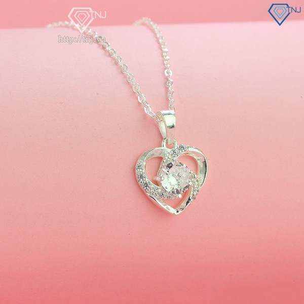 Dây chuyền trái tim đính đá bằng bạc DCN0601 - Trang sức TNJ