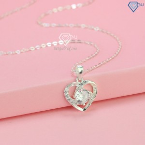 Quà sinh nhật cho nữ dây chuyền trái tim đính đá bằng bạc DCN0601 - Trang sức TNJ