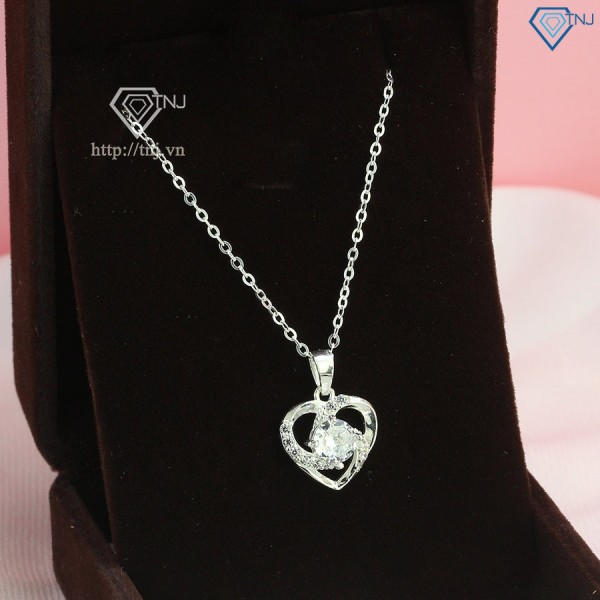 Quà sinh nhật cho nữ dây chuyền trái tim đính đá bằng bạc DCN0601 - Trang sức TNJ
