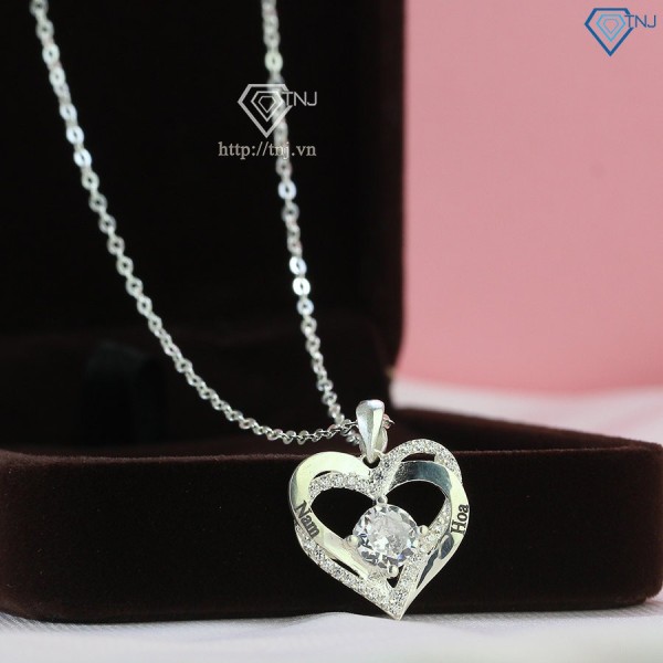 Dây chuyền bạc nữ hình trái tim khắc tên DCN0680 - Trang sức TNJ