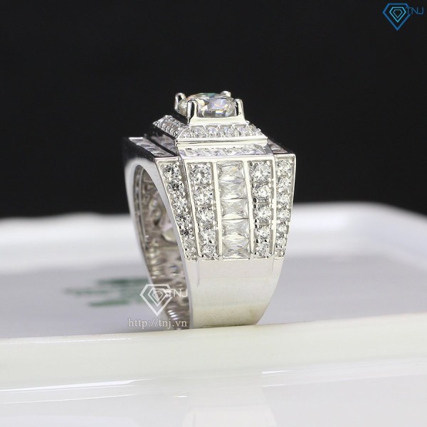 Nhẫn nam kim cương Moissanite đẹp 6.5mm - Kiểm định GRA NNAM0003 - Trang sức TNJ
