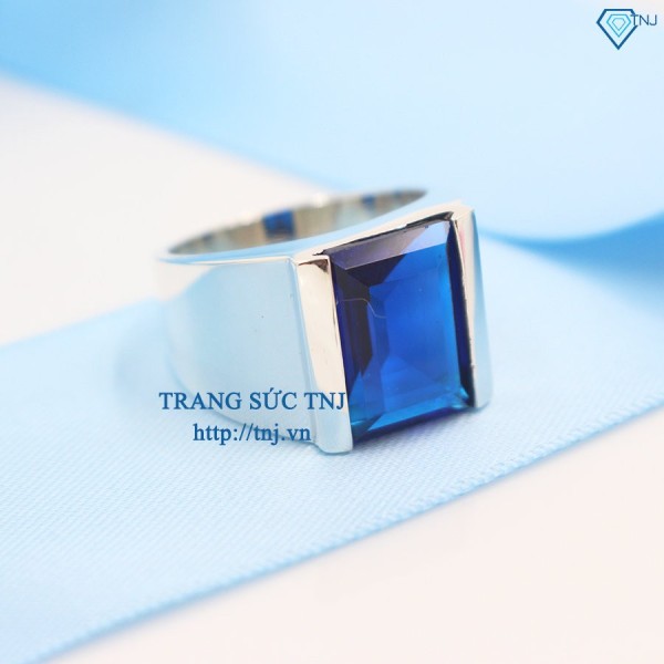 Nhẫn bạc nam mặt đá xanh dương đẹp đơn giản nam tính NNA0061