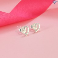 Bông tai bạc nữ trái tim đơn giản BTN0200  - Trang Sức TNJ
