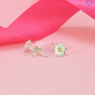 Bông tai bạc nữ hoa mai đính đá BTN0210  - Trang Sức TNJ