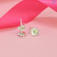 Bông tai bạc nữ hoa mai đính đá BTN0210  - Trang Sức TNJ
