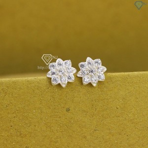 Bông tai bạc nữ hình bông hoa đính đá BTN0229 - Trang Sức TNJ