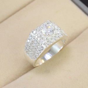 Nhẫn bạc nam đính đá trắng đẹp NNA0434