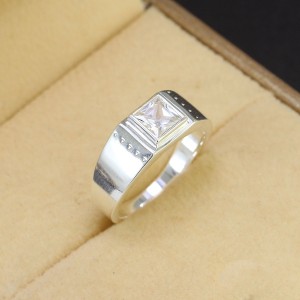 Nhẫn bạc nam đeo ngón út mặt vuông NNA0436