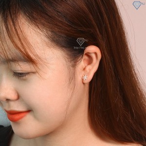 Bông tai bạc nữ hình bông tuyết đơn giản BTN0215 - Trang Sức TNJ