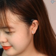 Bông tai bạc nữ hình trái tim đính đá BTN0219 - Trang Sức TNJ