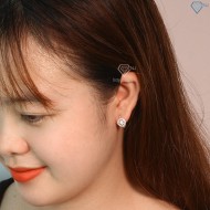 Khuyên tai bạc nữ hình bông hoa đính đá BTN0223 - Trang Sức TNJ