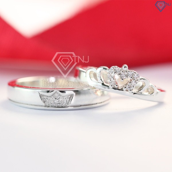 Nhẫn đôi bạc nhẫn cặp bạc đẹp King Queen ND0303 - Trang Sức TNJ