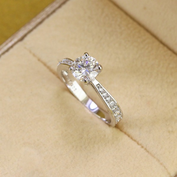 Nhẫn nữ Moissanite đơn giản đá 6.5mm NNM0001