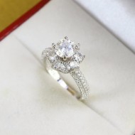 Nhẫn nữ hoa hồng đính đá Moissanite 6.5mm NNM0004