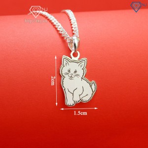 Dây chuyền bạc cho bé hình con mèo khắc tên DCT0109 - Trang Sức TNJ