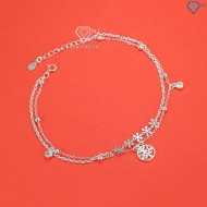 Lắc chân bạc nữ dây kép hình cây LCN0117 - Trang Sức TNJ