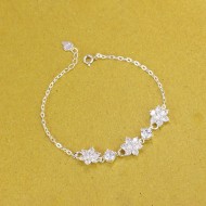 Lắc tay bạc nữ hình bông hoa đính đá đẹp LTN0371