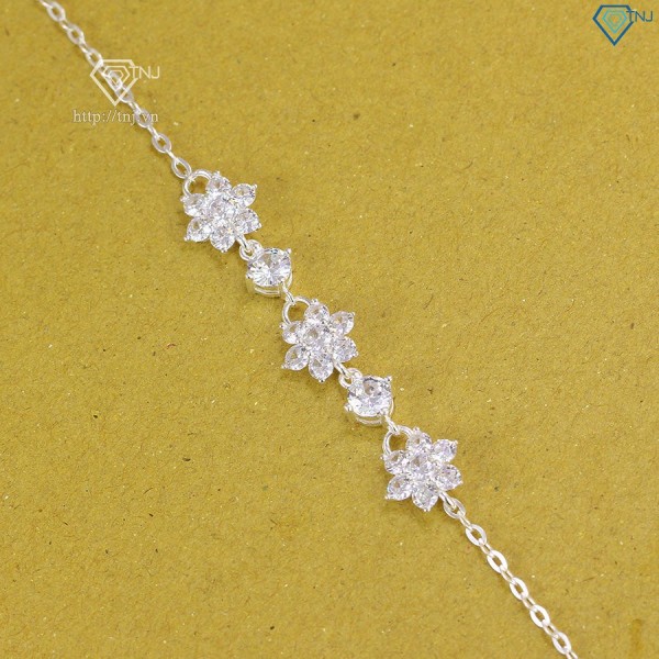 Lắc tay bạc nữ hình bông hoa đính đá đẹp LTN0371 - Trang Sức TNJ