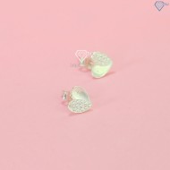Bông tai bạc nữ hình trái tim đính đá BTN0239 - Trang Sức TNJ