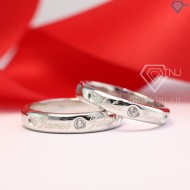 Nhẫn đôi bạc nhẫn cặp bạc đẹp khắc tên ND0347