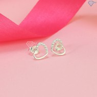 Bông tai bạc nữ hình trái tim giá rẻ BTN0241 - Trang Sức TNJ