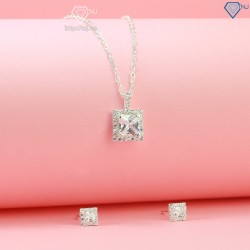 Bộ trang sức bạc nữ mặt đá vuông đính đá BTS0070 - Trang Sức TNJ