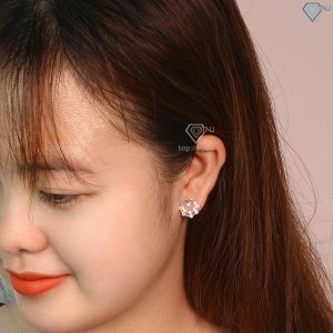 Bông tai bạc nữ hình trăng sao đính đá đẹp BTN0243 - Trang Sức TNJ