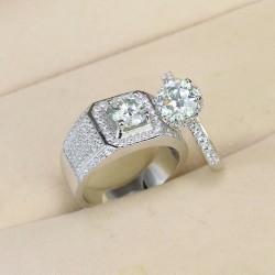 Nhẫn đôi kim cương Moissanite đẹp NDM0002