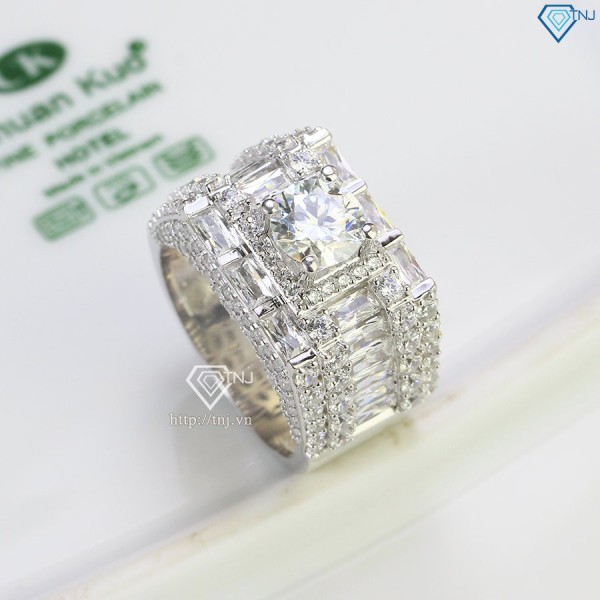 Quà sinh nhật cho bạn trai nhẫn nam Moissanite cao cấp đính đá 7.0mm NNAM0007 - Trang sức TNJ