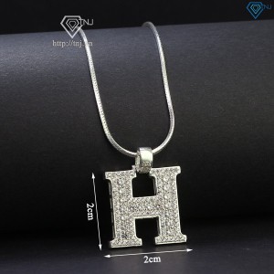 Dây chuyền bạc nam mặt chữ H đính đá sợi nhỏ DCA0118 - Trang sức TNJ
