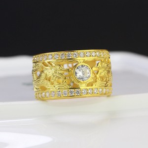 Nhẫn nam bạc xi mạ vàng 18k hình rồng NNA0392