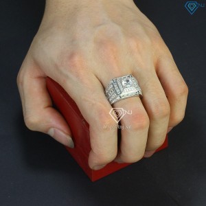 Nhẫn bạc nam xi mạ bạch kim đính đá NNAXK0003 - Trang sức TNJ