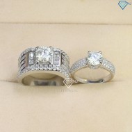 Nhẫn cặp đôi đính kim cương Moissanite - Kiểm định GRA NDM0004 - Trang sức TNJ