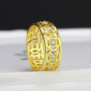 Nhẫn bạc nam kim tiền xi mạ vàng 18k NNA0304