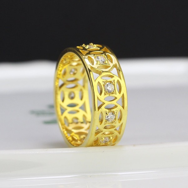 Nhẫn bạc nam kim tiền xi mạ vàng 18k NNA0304