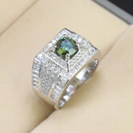 Nhẫn nam đính kim cương Moissanite xanh 6.5mm NNAM0013