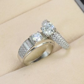 Nhẫn đôi bạc đính kim cương Moissanite đẹp NDM0005