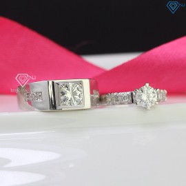 Nhẫn cặp đôi đính kim cương Moissanite đẹp - Kiểm định GRA NDM0006 - Trang sức TNJ