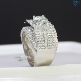 Nhẫn bạc nam đính kim cương nhân tạo 7.0mm xi bạch kim - Kiểm định GRA NNAM0016 - Trang sức TNJ