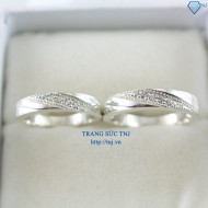 Nhẫn đôi bạc nhẫn cặp bạc đẹp đính đá ND0223
