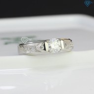 Nhẫn bạc nam bản nhỏ đính kim cương Moissanite 5.5mm - Kiểm định GRA NNAM0020 - Trang sức TNJ