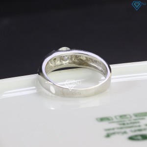 Nhẫn bạc nam bản nhỏ đính kim cương Moissanite 5.5mm - Kiểm định GRA NNAM0020 - Trang sức TNJ