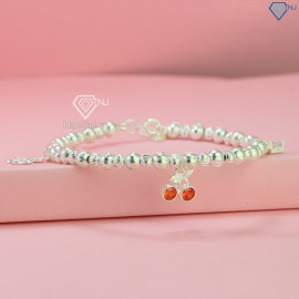 Lắc tay bi bạc nữ dạng kiềng charm quả Cherry LTN0393